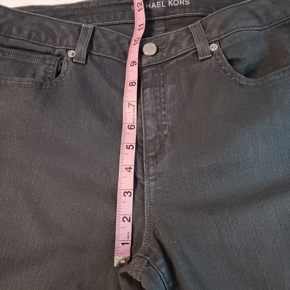 Michael Kors Izzy Dark Charcoal Mid-rise Skinny Denim Jeans Back Pocket Logo 8 - Picture 12 of 14